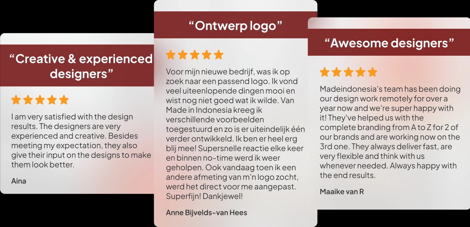 Reviews mockup